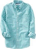 Old Navy Mens Everyday Classic Slim Fit Shirts - Green Gingham