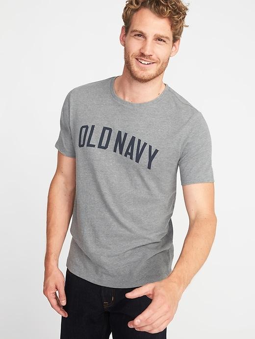 Old Navy Mens Logo-graphic Crew-neck Tee For Men Heather Gray Size Xxl