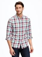 Old Navy Slim Fit Plaid Shirt For Men - Dark Red