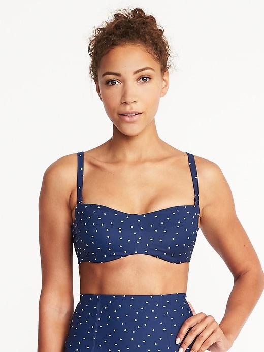 Old Navy Womens Bandeau Underwire Swim Top For Women Navy Dots Size Xl