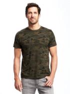 Old Navy Soft Washed Crew Neck Tee For Men - Green Camo