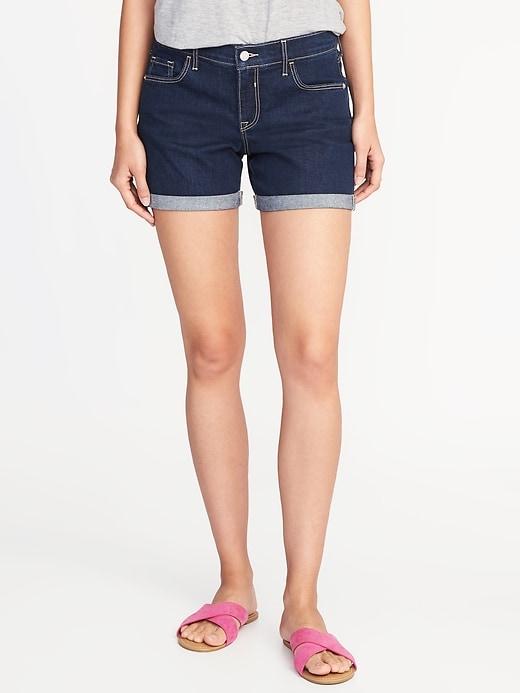 Old Navy Womens Slim Denim Midi Shorts For Women (5) Rinse Size 8