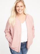 Old Navy Womens Textured Jacquard Plus-size Bomber Jacket Light Pink Heather Size 1x