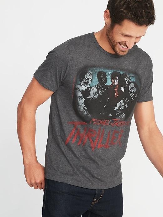 Old Navy Mens Michael Jackson';s Thriller Tee For Men Dark Charcoal Gray Size Xs