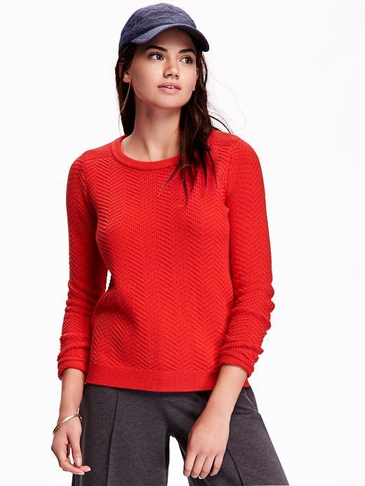 Old Navy Womens Textured Chevron Stitch Sweater Size L Tall - Red To Me