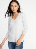 Old Navy Womens Classic Marled V-neck Sweater For Women Heather Gray Size L