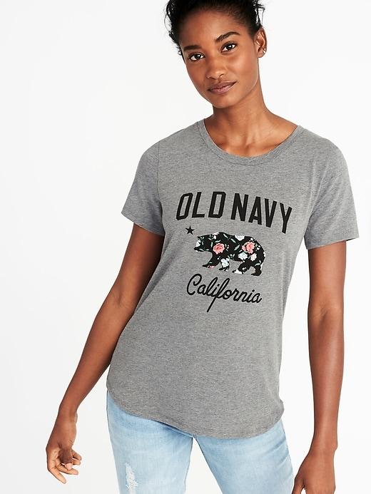 Old Navy Womens Logo-graphic Everywear Tee For Women Light Gray Size L