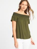 Old Navy Womens Relaxed Off-the-shoulder Top For Women Hunter Pines Size Xxl