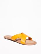 Old Navy Womens Faux-leather Cross-strap Slide Sandals For Women Squash Size 7