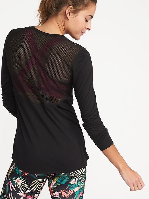 Old Navy Womens Relaxed Mesh-back Top For Women Black Size M