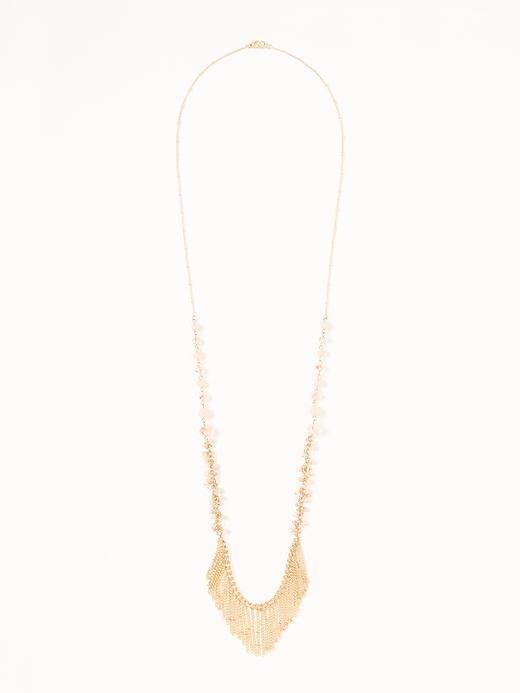 Old Navy Beaded Fringe Chain Necklace For Women - First Blush