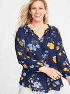 Ruffled Tie-neck Plus-size Georgette Blouse