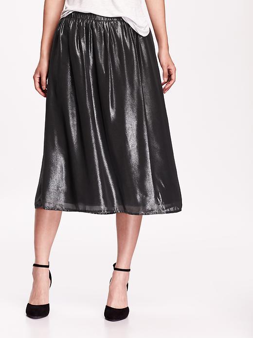 Old Navy Metallic Midi Skirt Size L - Midnight Oil