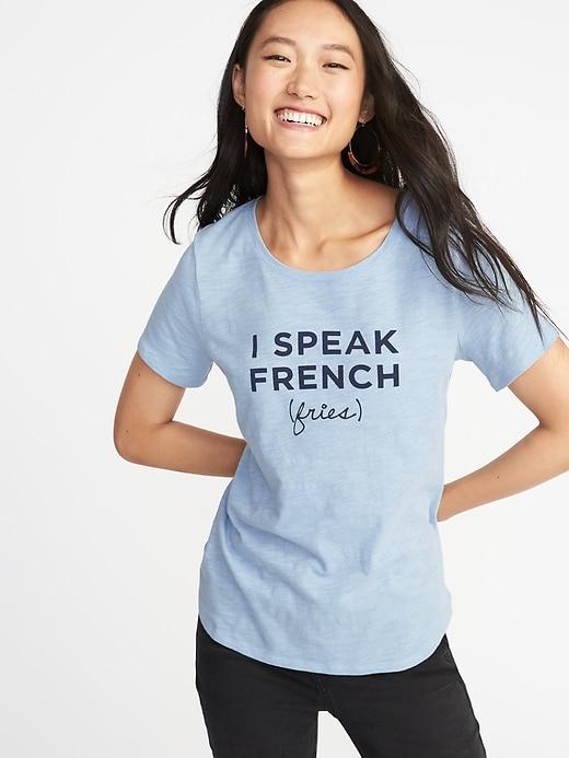 Old Navy Womens Everywear Graphic Slub-knit Tee For Women I Speak French (fries) Size L