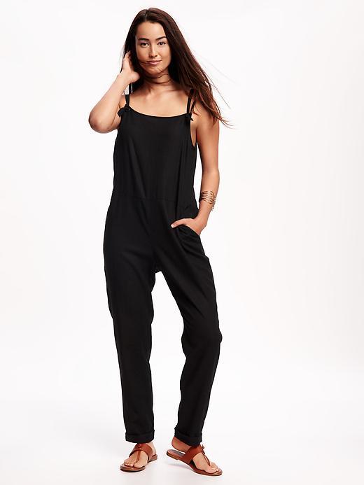 Old Navy Loose Fit Linen Blend Jumpsuit For Women - Blackjack