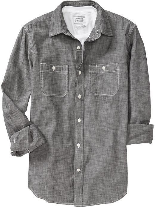 Old Navy Old Navy Mens Slim Fit Shirts - Grey Chambray