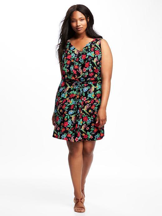 Old Navy Printed V Neck Sleeveless Plus - Black Print