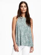 Old Navy Printed Trapeze Shirt For Women - Green Floral