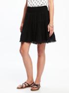 Pom-pom-trim Gauze Circle Skirt For Women