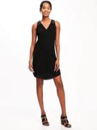 Old Navy Crochet Strap V Neck Shift Dress For Women - Black