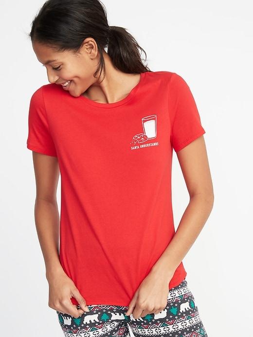 Old Navy Womens Everywear Holiday-graphic Tee For Women Santa Understands Size M