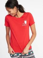 Old Navy Womens Everywear Holiday-graphic Tee For Women Santa Understands Size M