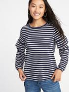 Old Navy Womens French Terry Ruffle-sleeve Sweatshirt For Women Navy Stripe Size S