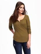 Old Navy Rib Knit Henley For Women - Gathering Moss