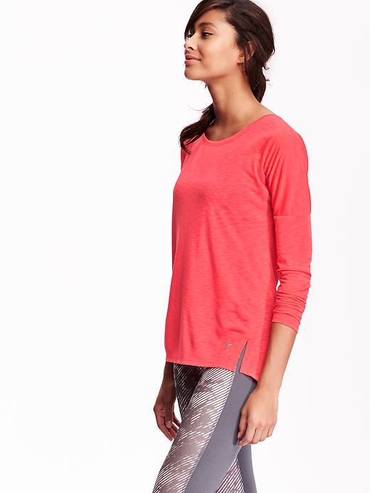 Old Navy Womens Long Sleeve Hi Lo Tees Size L - Always Bright Neo Poly