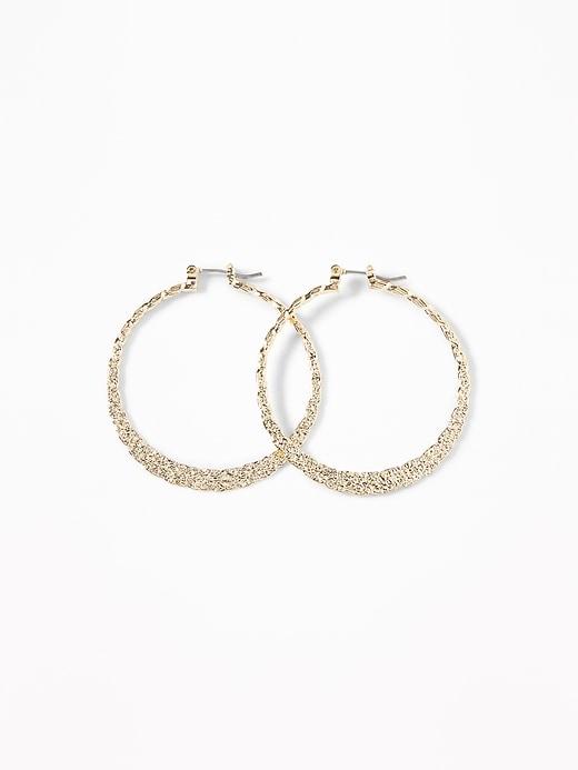 Old Navy Womens Glitter Hammered-metal Hoop Earrings For Women Gold Size One Size
