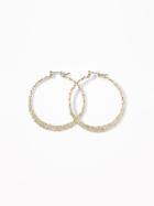 Old Navy Womens Glitter Hammered-metal Hoop Earrings For Women Gold Size One Size
