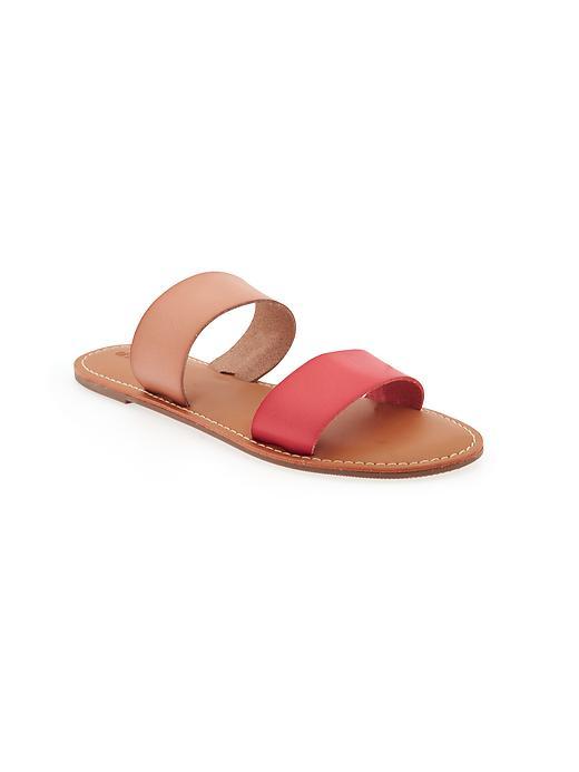 Old Navy Faux Leather Double Strap Sandals For Women - Coral Tropics