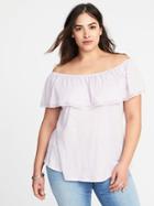 Old Navy Womens Plus-size Off-the-shoulder Ruffled Top Lilac Cloud Size 3x