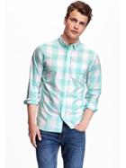 Old Navy Slim Fit Plaid Shirt For Men - Above The Clouds