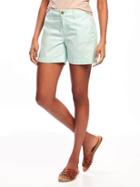 Old Navy Mid Rise Everyday Khaki Shorts For Women 5 - Mini Mint