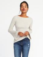 Old Navy Womens Rib-knit Bell-sleeve Sweater For Women Palomino Size Xxl