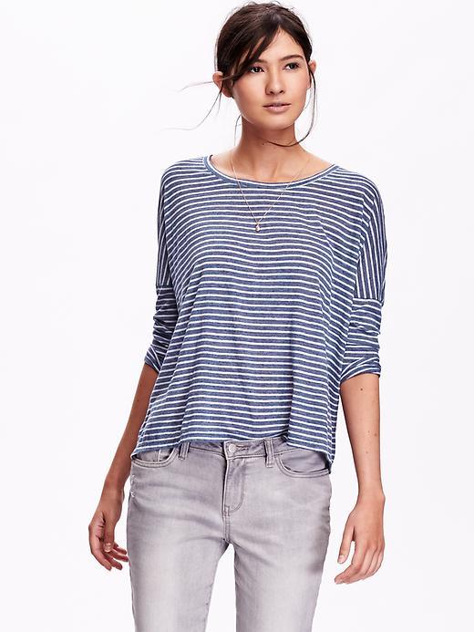 Old Navy Oversized Jersey Top Size L Petite - Blue Stripe
