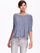 Old Navy Oversized Jersey Top Size L Petite - Blue Stripe