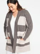 Old Navy Womens Relaxed Plus-size Open-front Striped Sweater Brown Stripe Size 1x