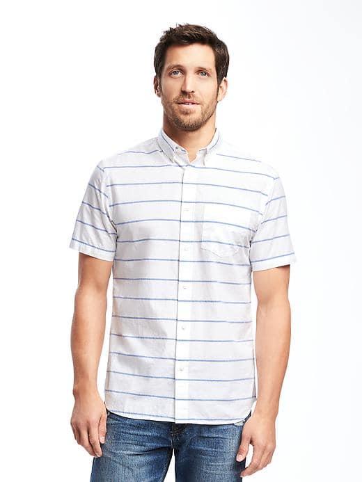 Old Navy Striped Slim Fit Classic Shirt For Men - Navy Stripe
