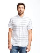 Old Navy Striped Slim Fit Classic Shirt For Men - Navy Stripe