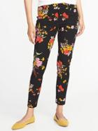 Old Navy Womens Mid-rise Pixie Ankle Pants For Women Black Flower Size 16