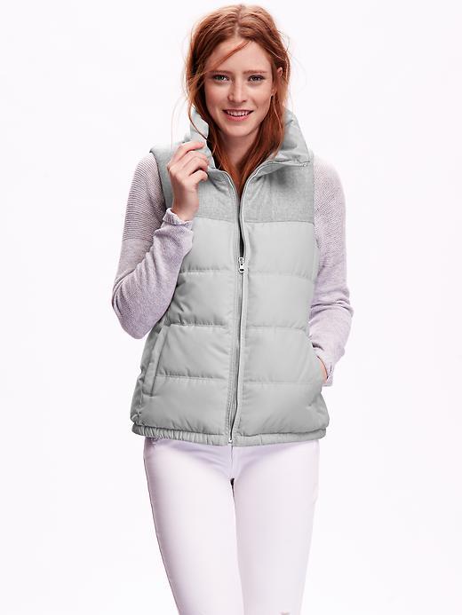 Old Navy Womens Mixed Fabric Frost Free Vest Size L Tall - Cloud Cover