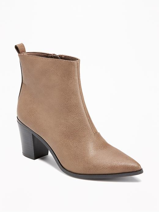 Old Navy Faux Leather Booties For Women - Burnt Umber