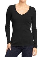 Womens Perfect V Neck Tees Size L Tall - Charcoal Gray