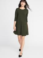 Old Navy Womens Jersey Swing Dress For Women Olive Stripe Size L