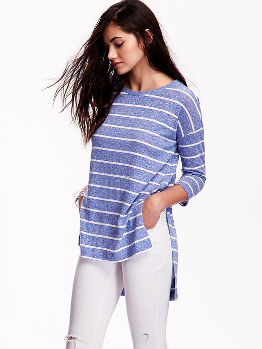 Old Navy Slub Knit Hi Lo Tee - Blue Stripe