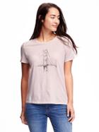 Old Navy Relaxed Graphic Crew Neck Tee For Women - Strawberry Cream