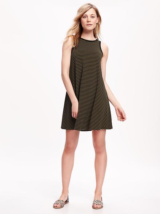 Old Navy Jersey Swing Dress For Women - Olive Stripe