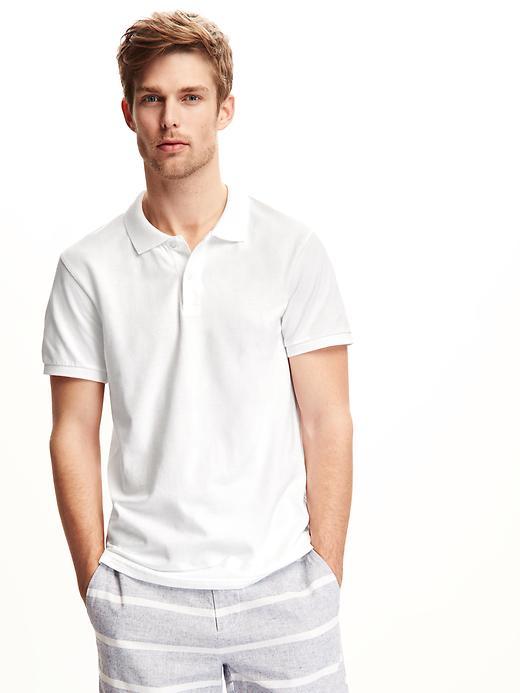 Old Navy Short Sleeve Pique Polo For Men - Bright White